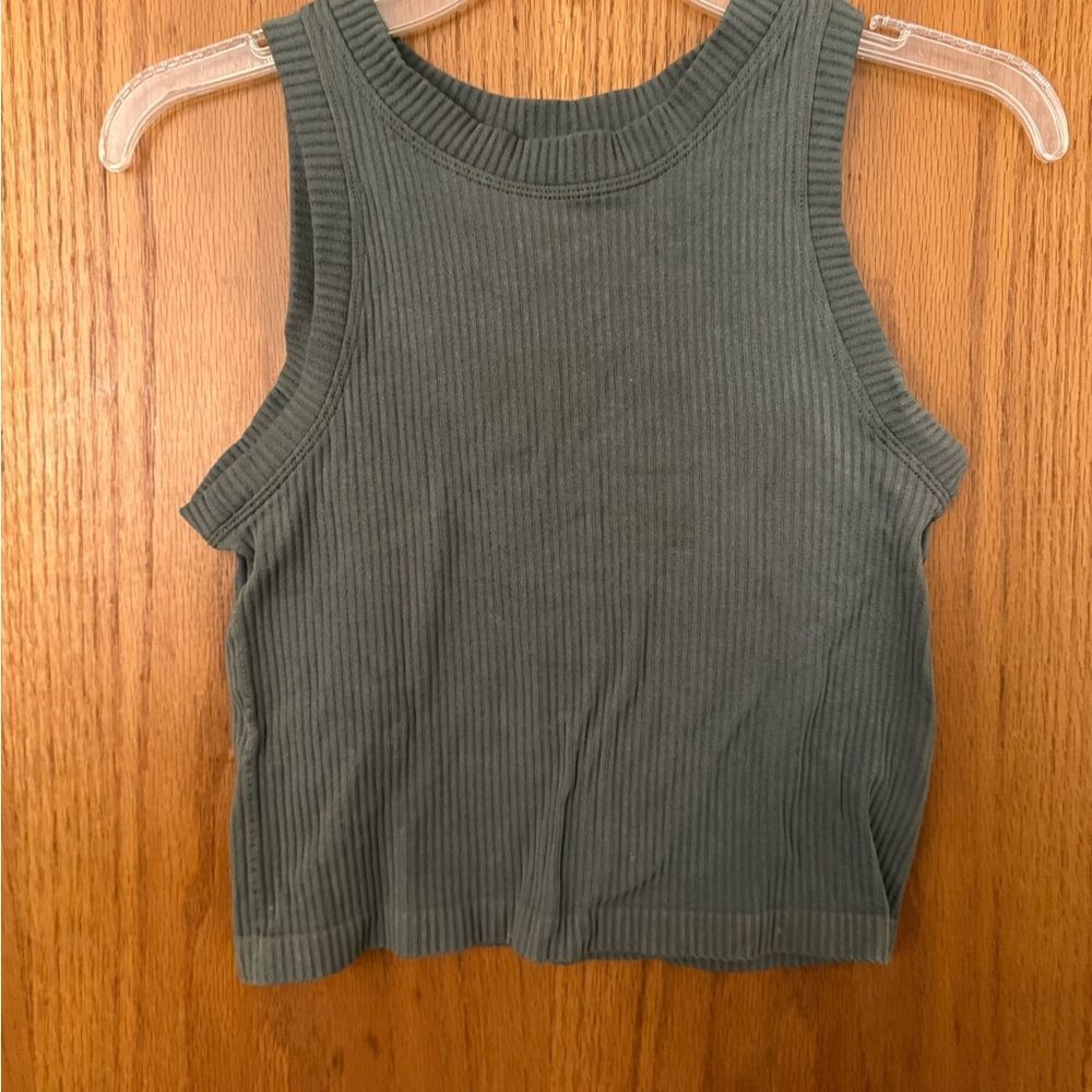 Aura Ribbed Tank Top in Forest Green
